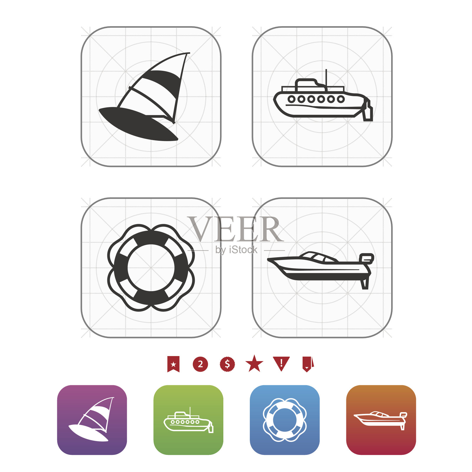 船只和渔船图标素材