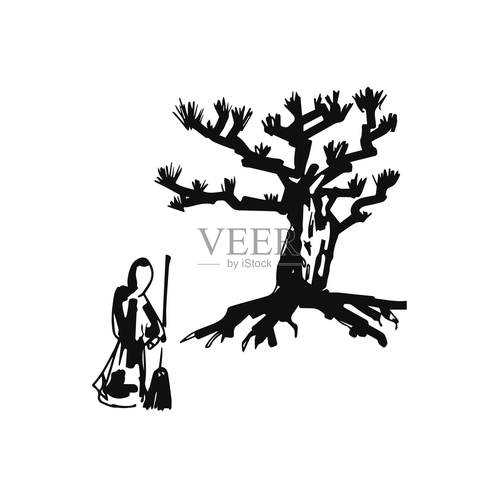 牧师和树插画图片素材