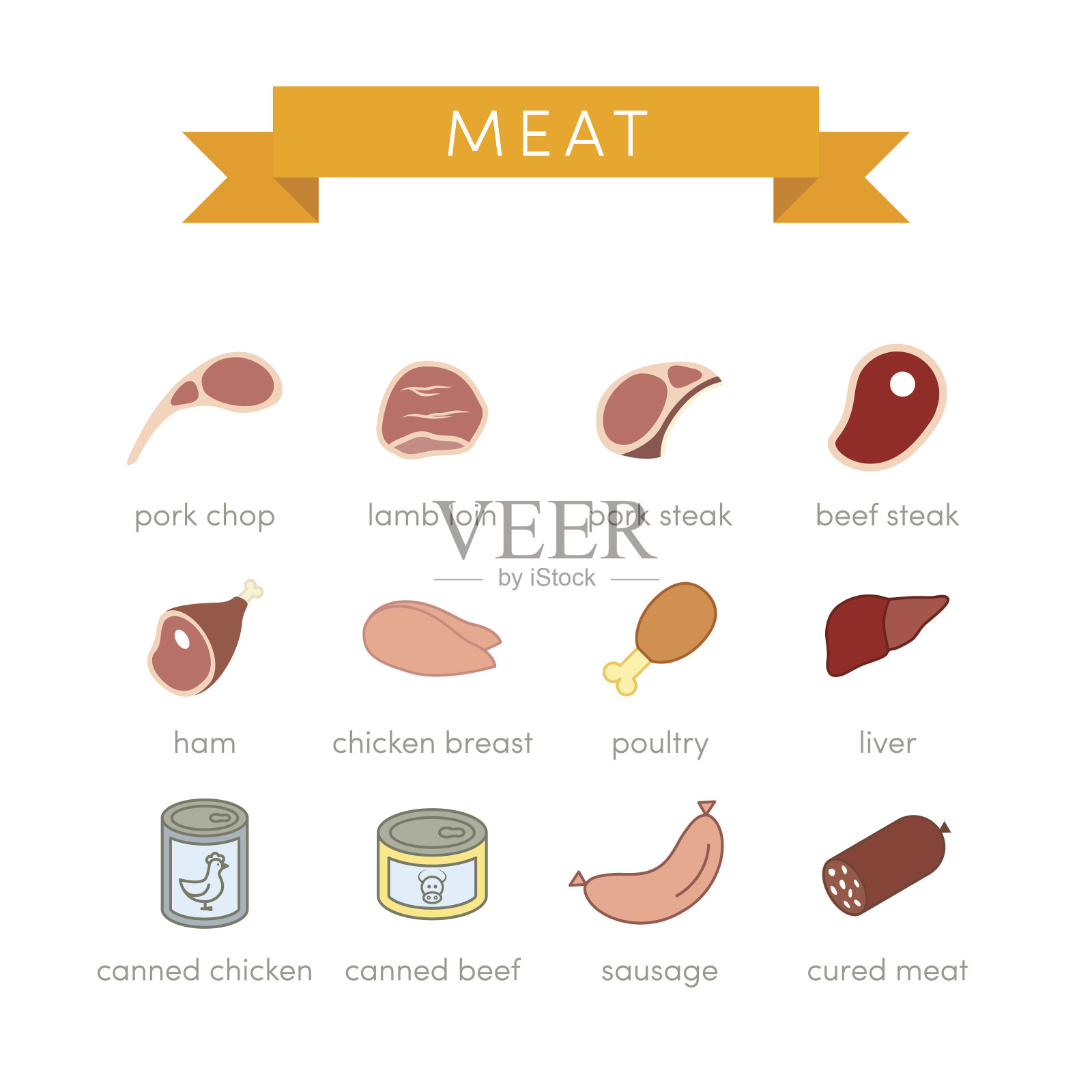 肉矢量图标插画图片素材