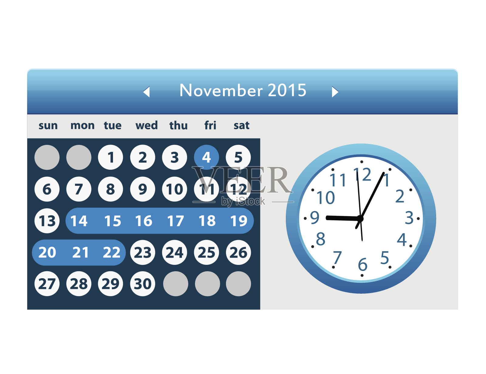 矢量日历与时钟隔离的背景设计模板素材