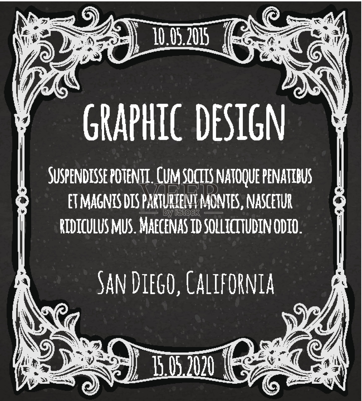 黑色粉笔板模板古董框架插画图片素材