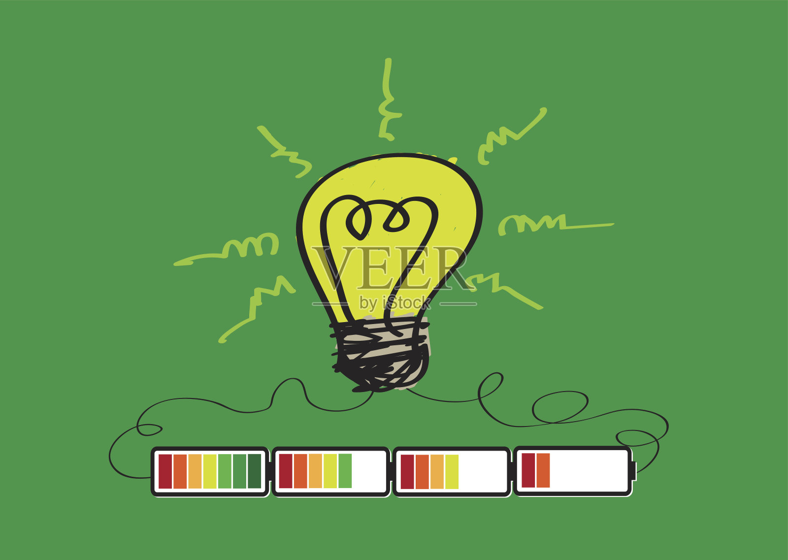 灯泡充电电池电源设计插画图片素材