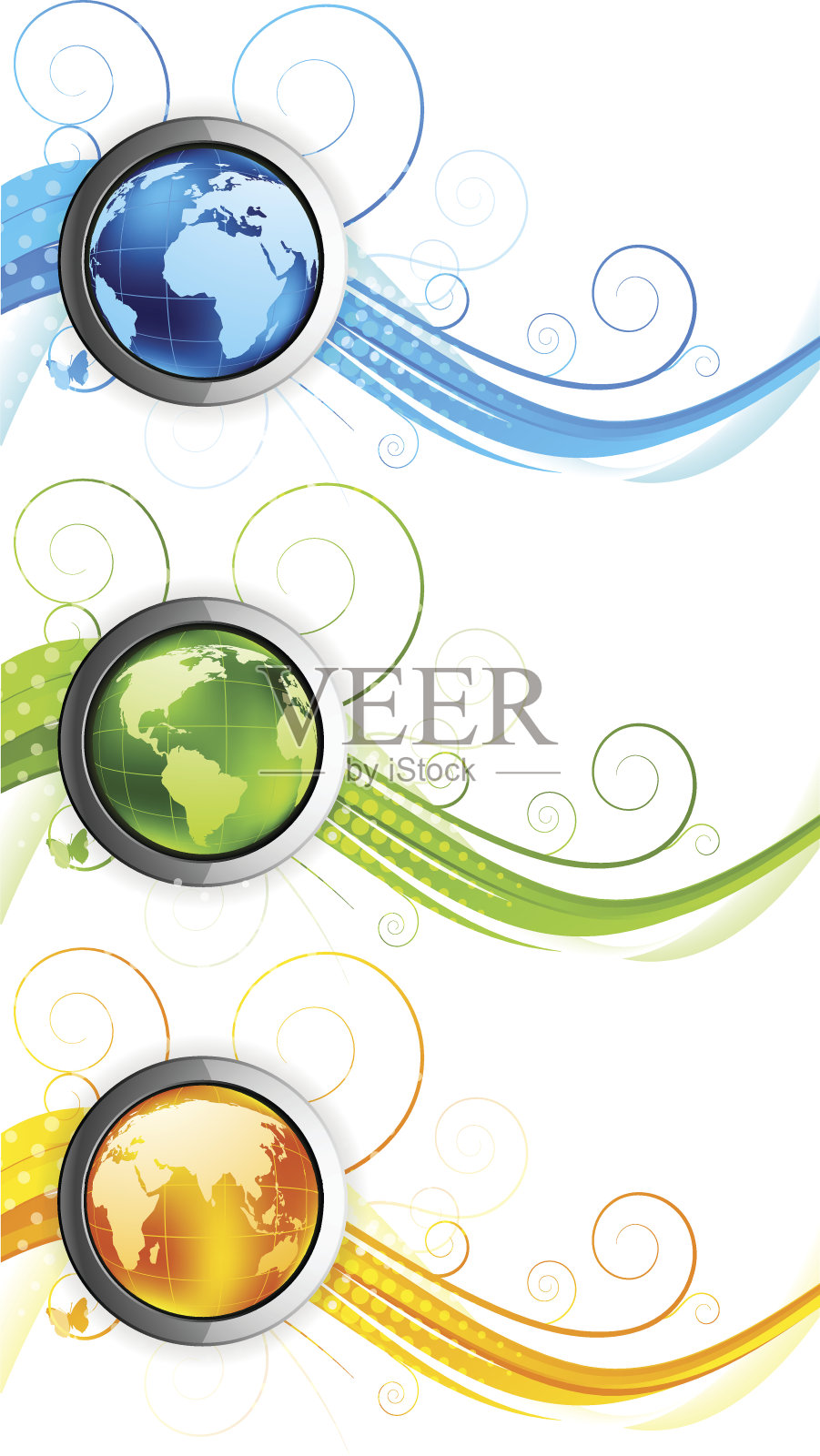 一套带有地球仪的横幅插画图片素材