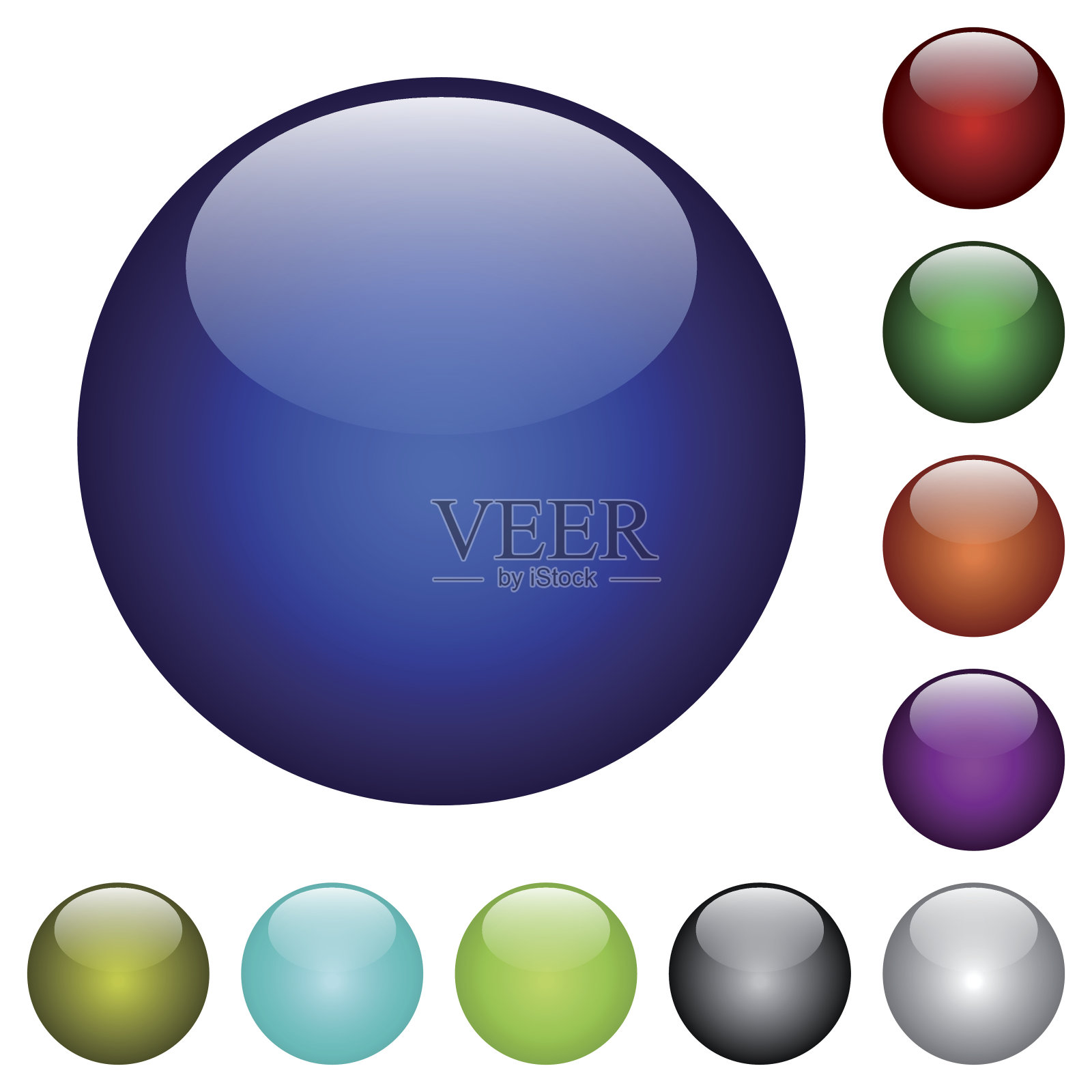 彩色空白玻璃按钮插画图片素材