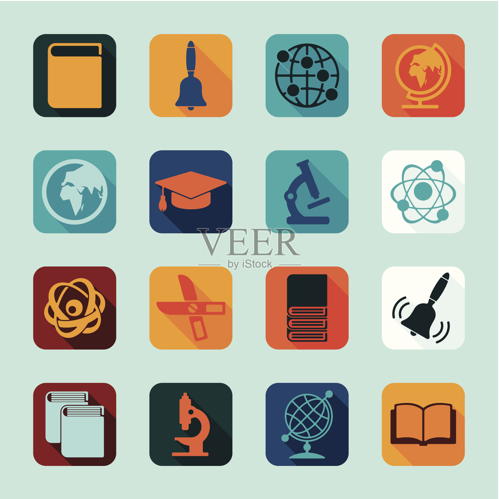 一组教育平面图标图标素材