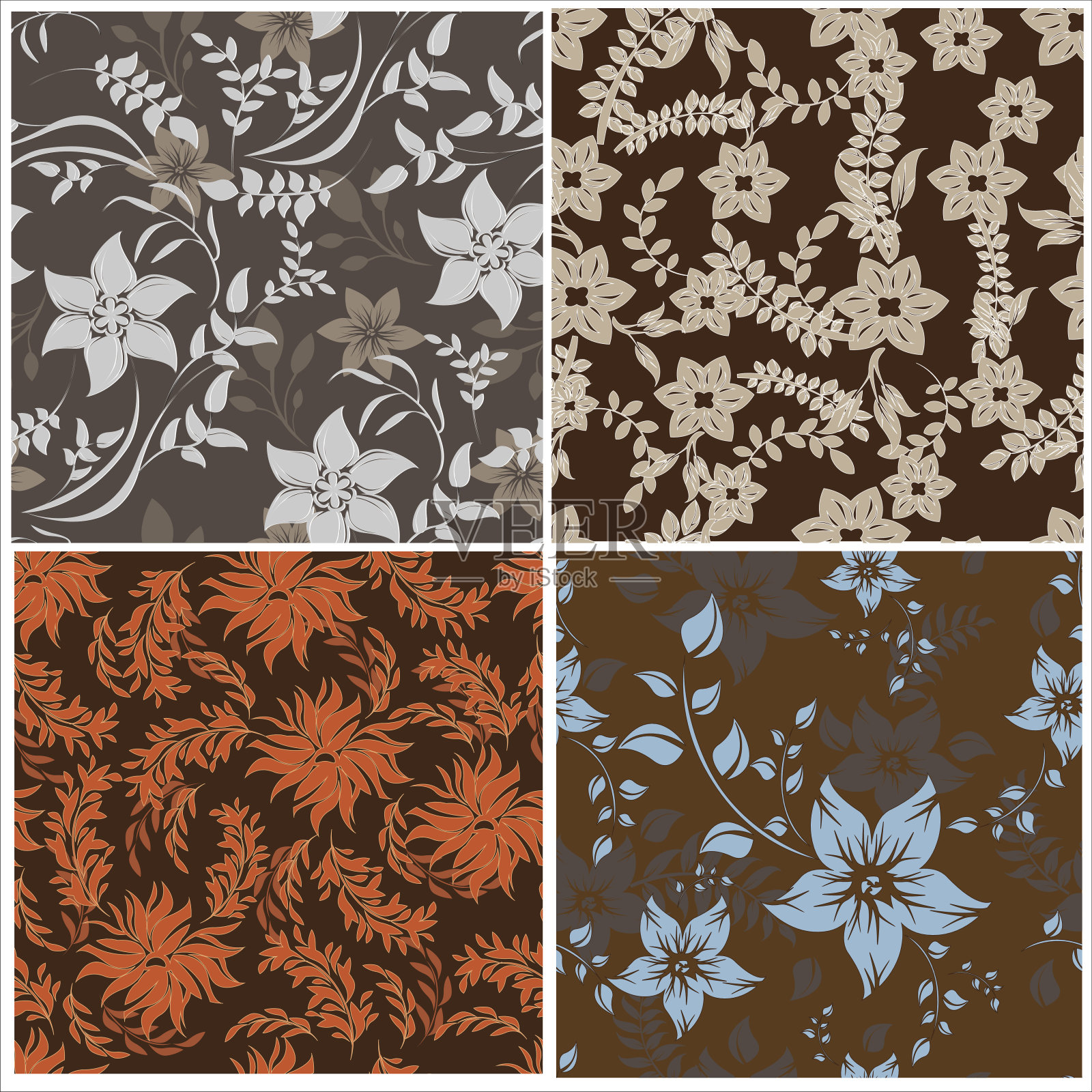 无缝的花朵图案插画图片素材