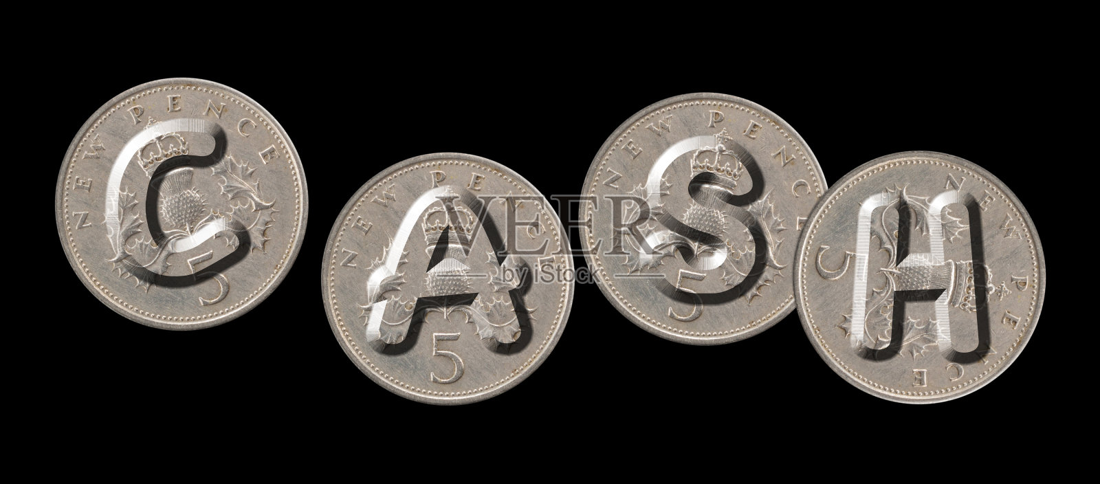 现金-硬币在黑色背景照片摄影图片