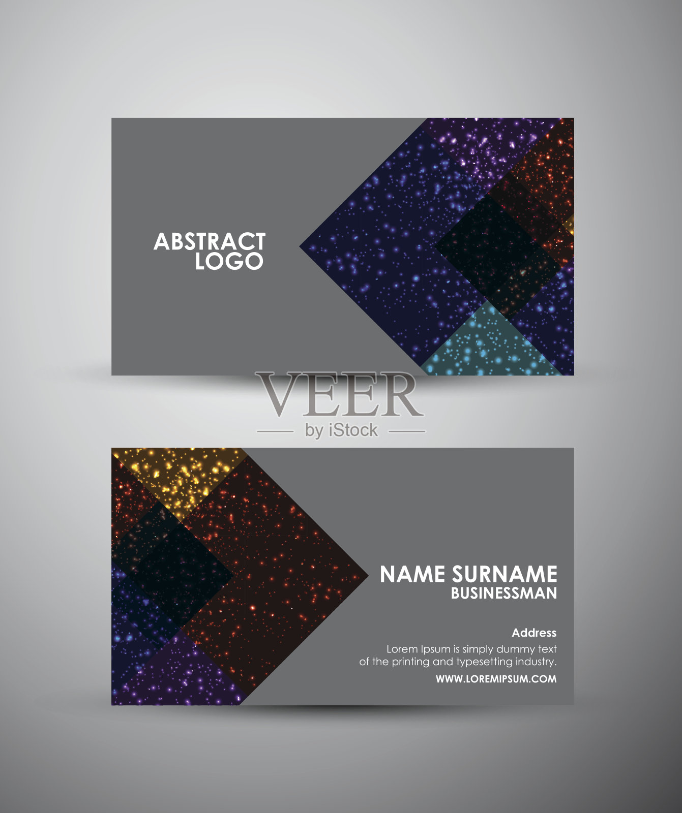 抽象方形名片矢量设计模板。设计模板素材