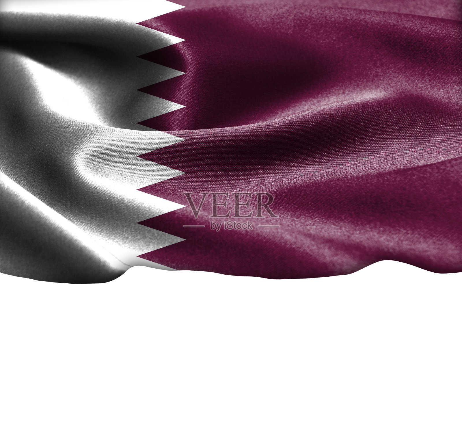 丝绸纹理上的卡塔尔国旗，留有文字空间照片摄影图片