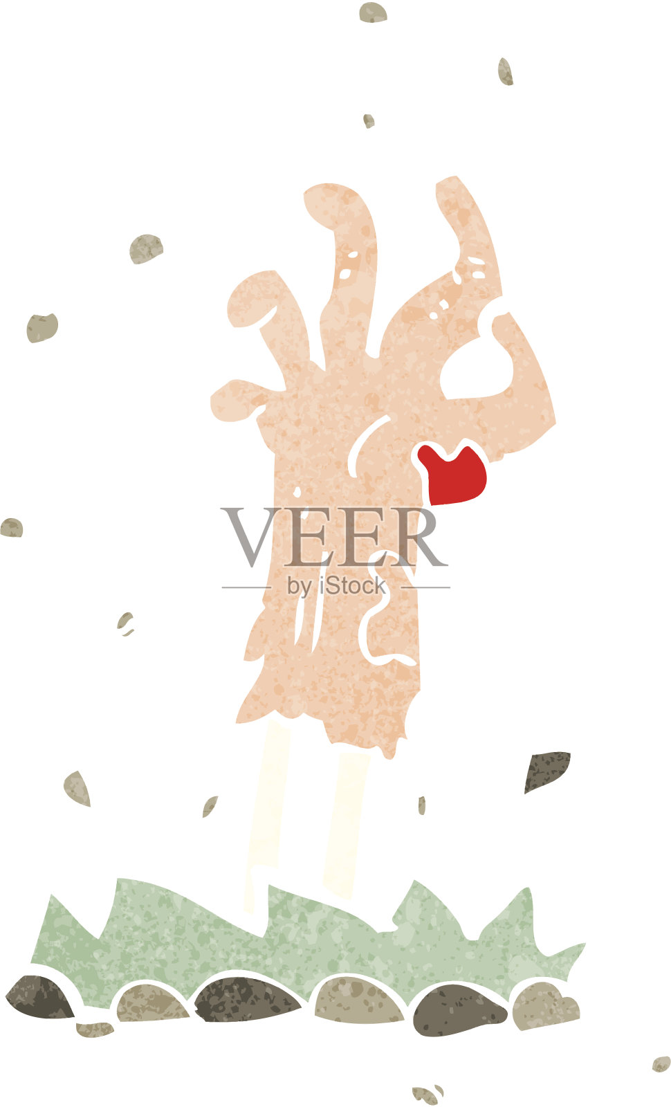 卡通僵尸的手从地上升起插画图片素材