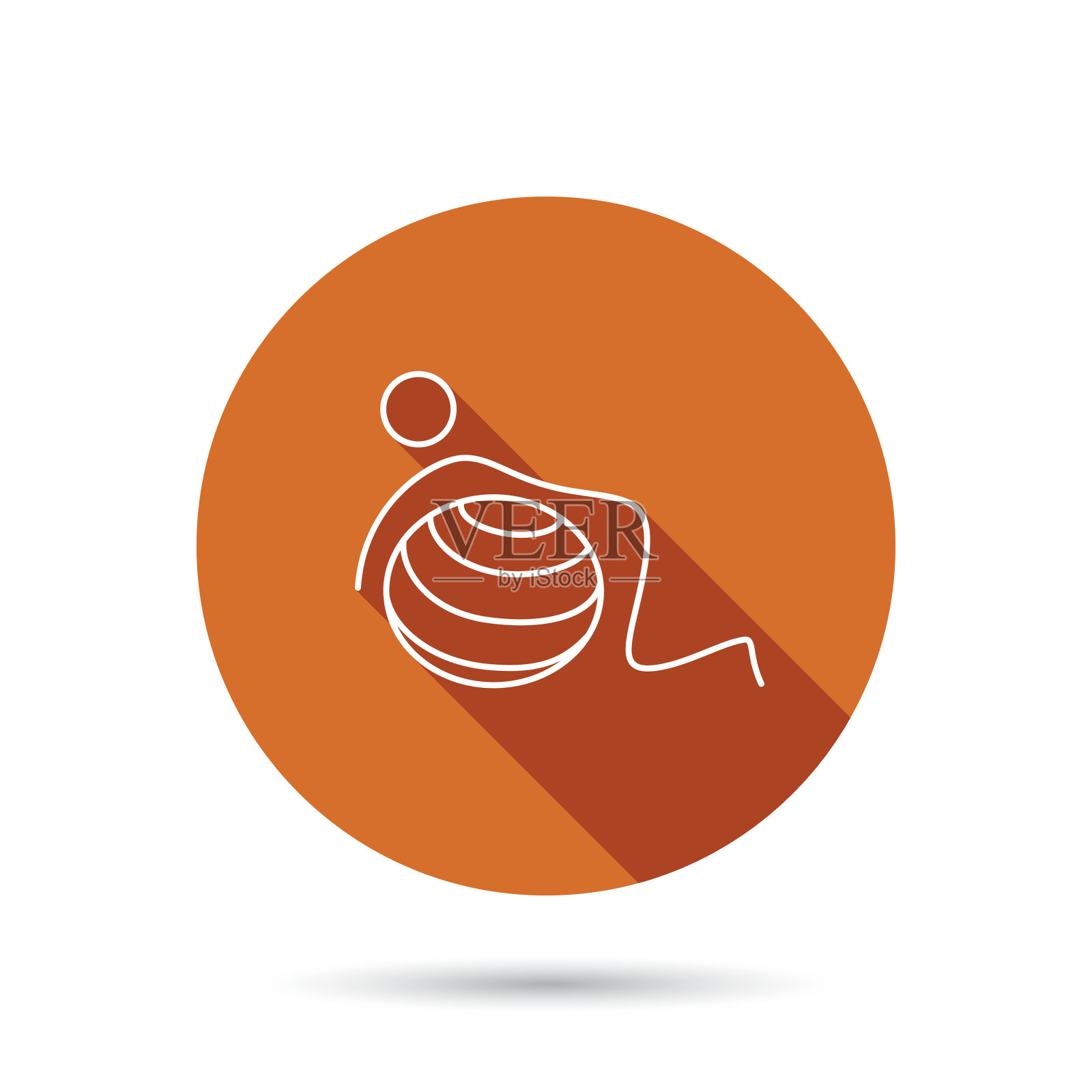 体操球图标。普拉提健身的迹象。设计元素图片