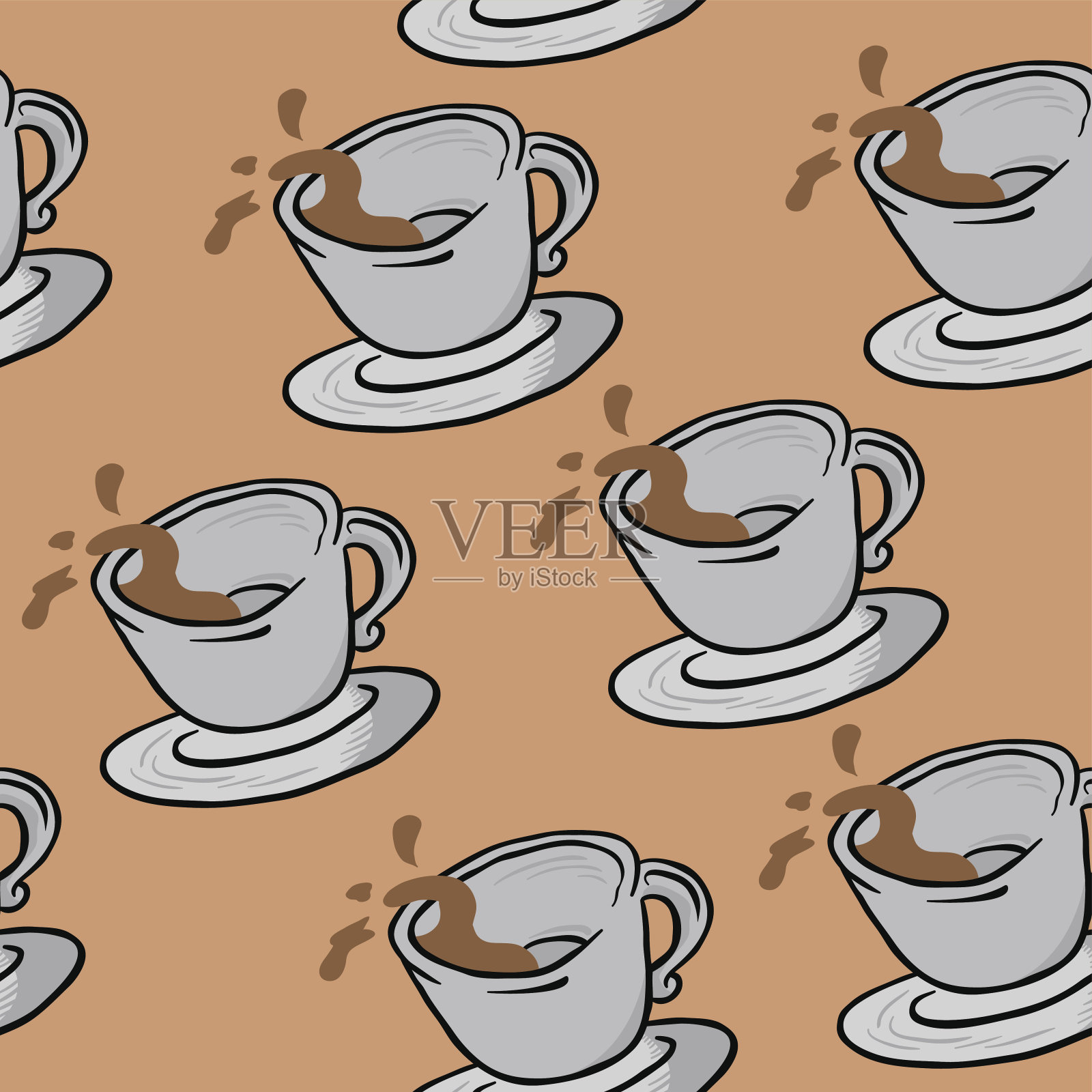 咖啡杯的模式插画图片素材