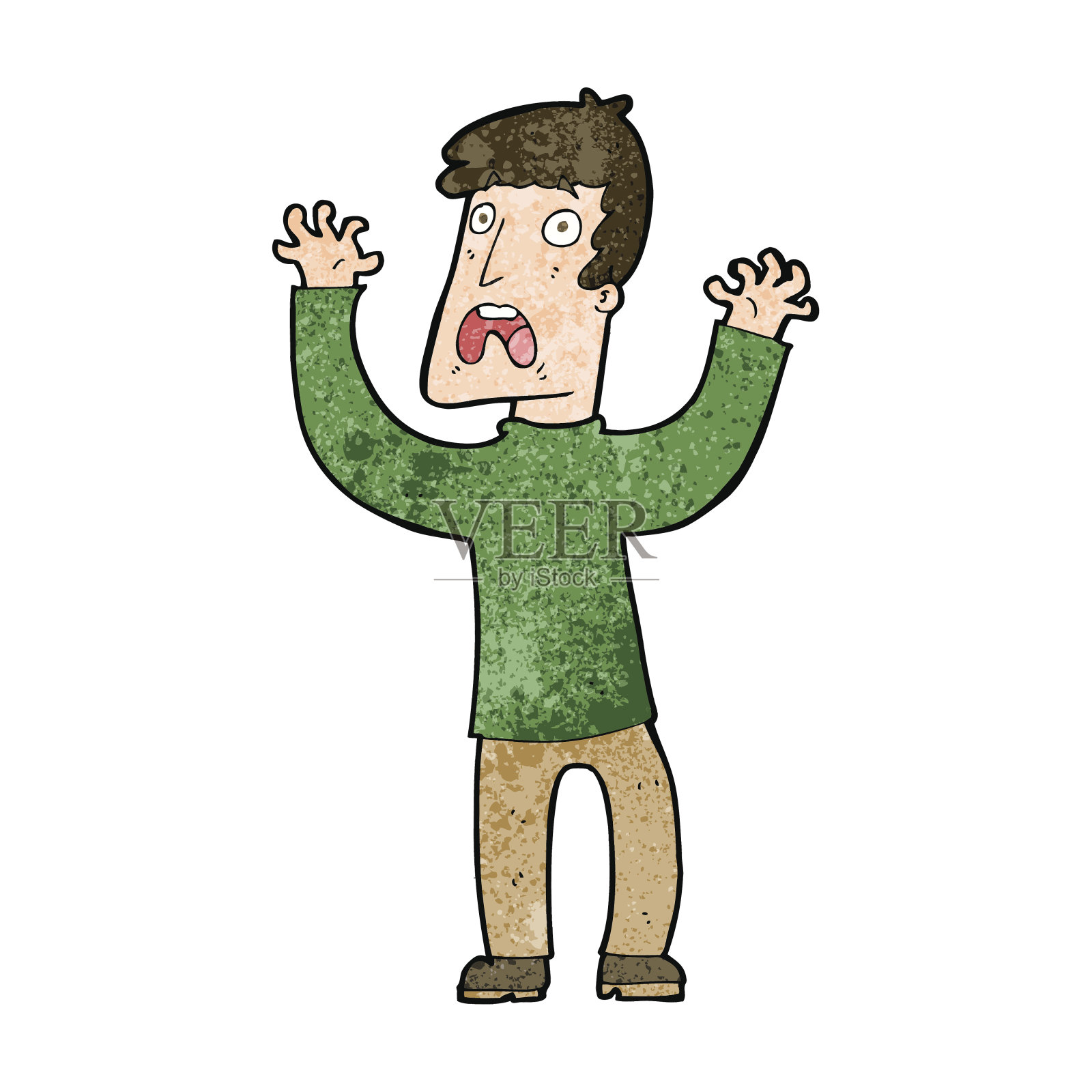 卡通害怕男人插画图片素材