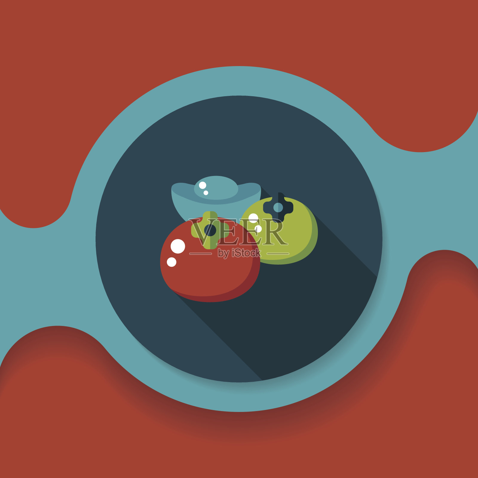 中国新年扁平图标与长影子，eps10插画图片素材