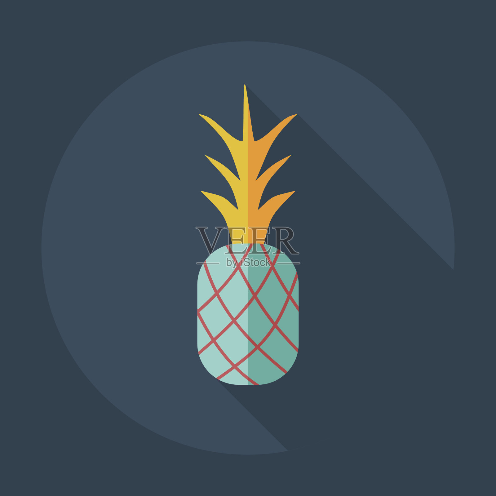 扁平的现代设计与影子图标菠萝插画图片素材