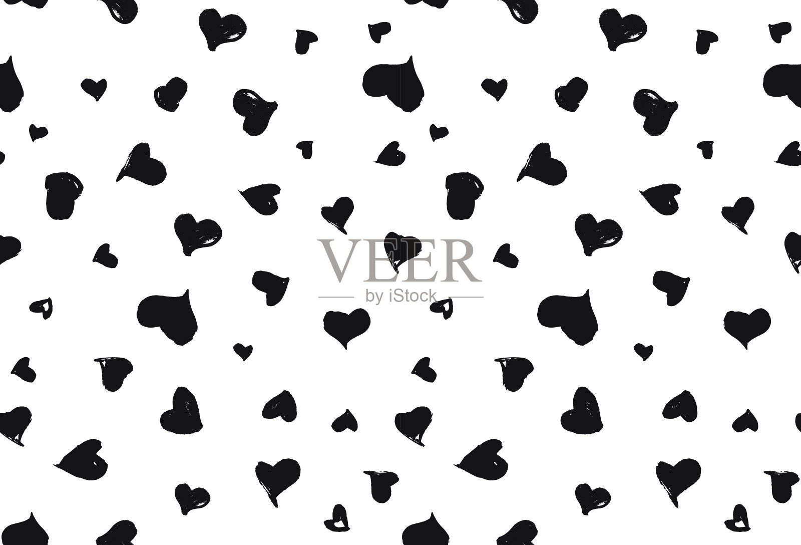 无缝背景图案与手绘纹理心插画图片素材