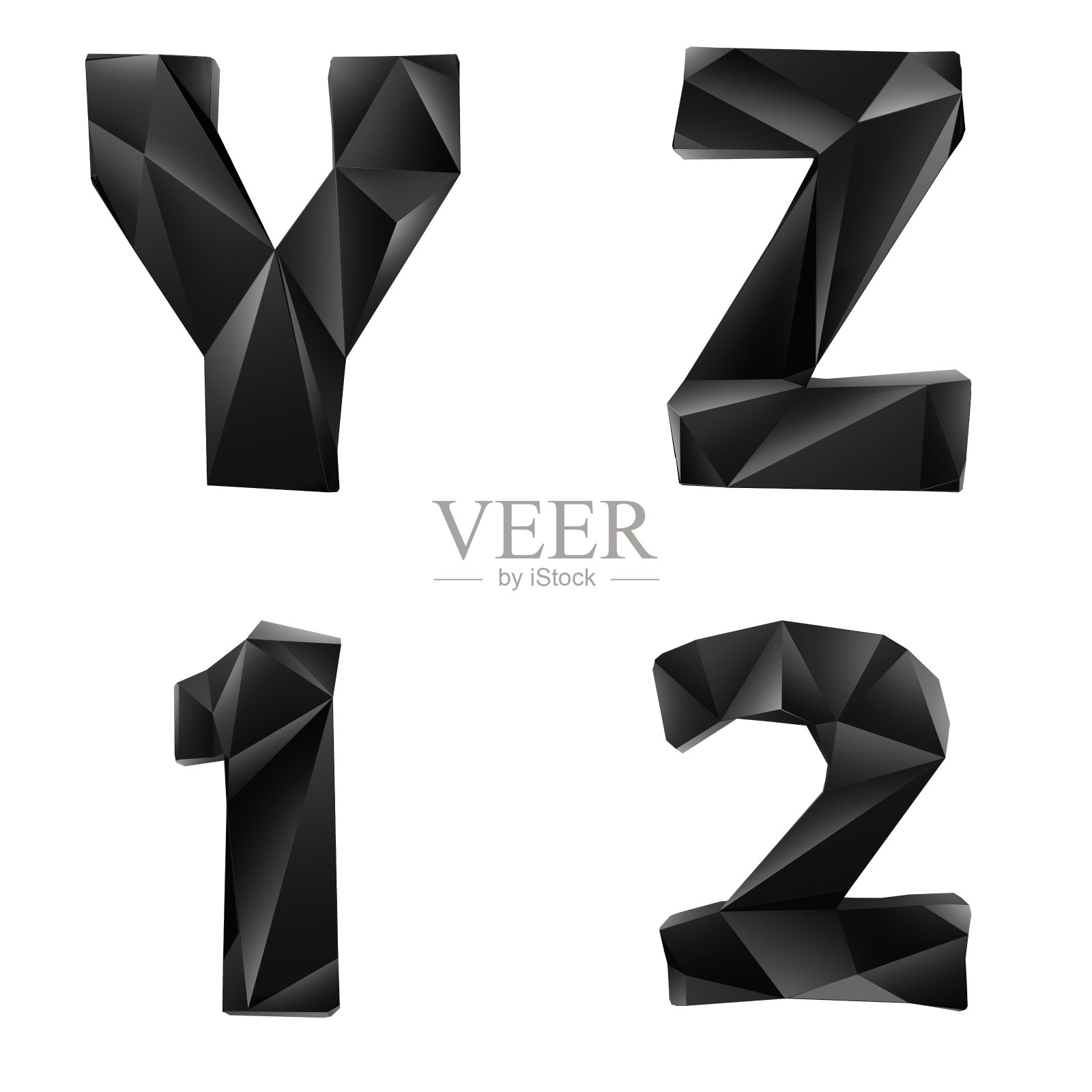 光滑的黑色低聚字体照片摄影图片