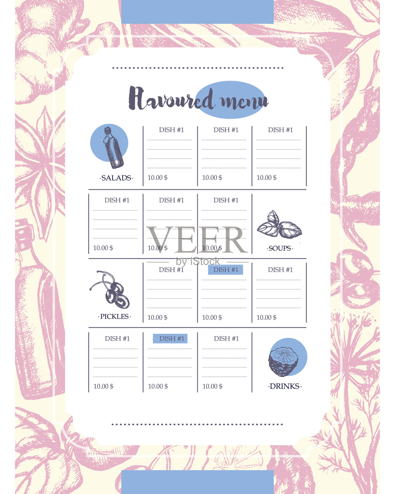 风味产品-手绘模板菜单设计模板素材