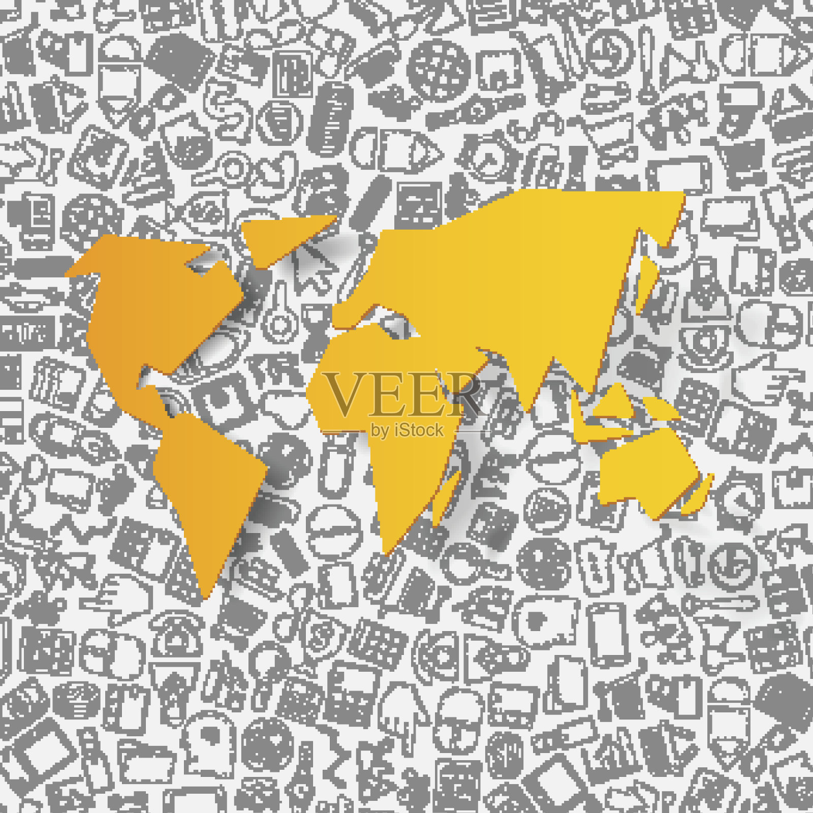 商业纸贴纸与手绘元素插画图片素材