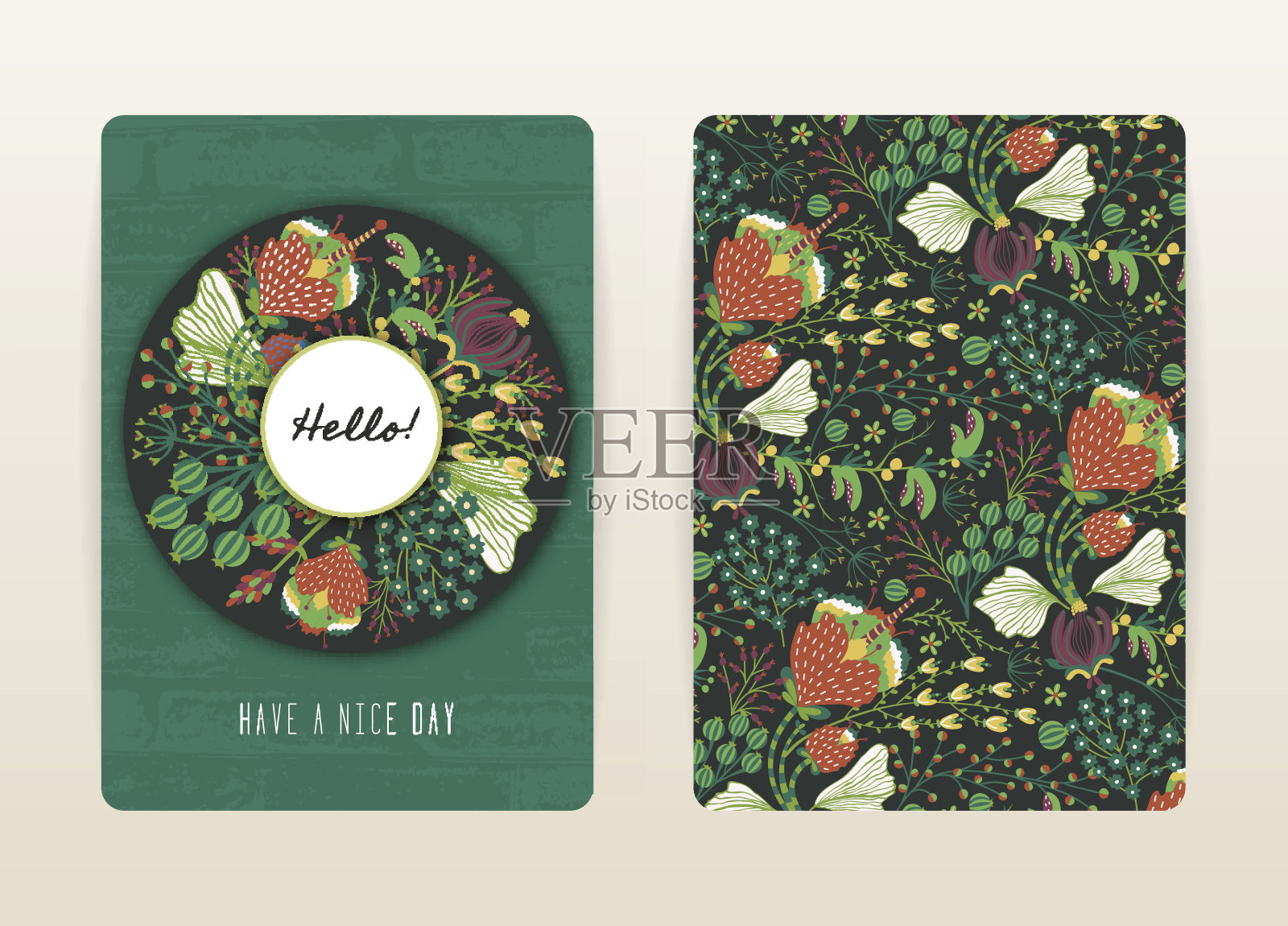 封面设计与花卉图案。手绘创意花。五彩缤纷的艺术背景与绽放插画图片素材