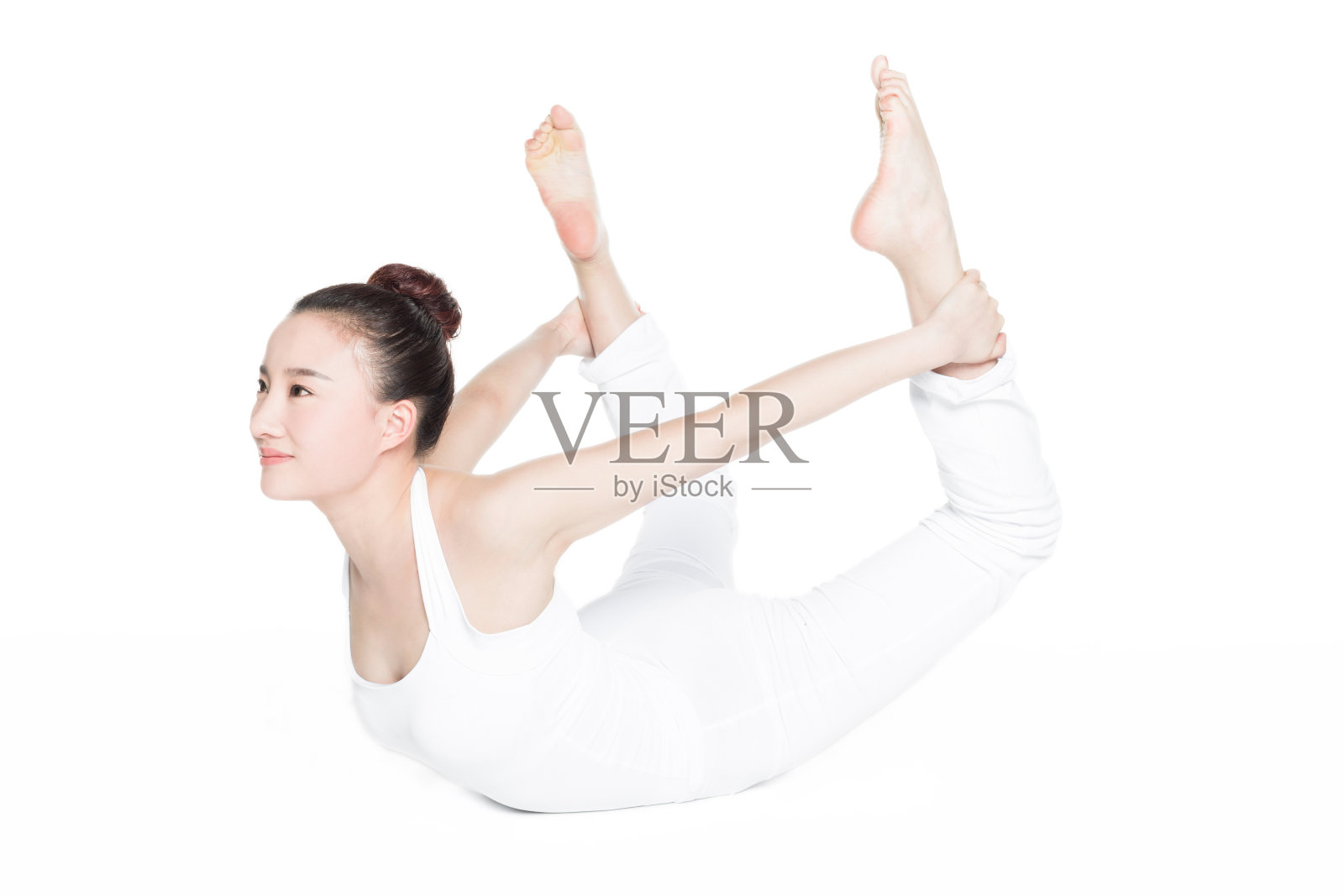 美丽的年轻女子的身体在白色的背景照片摄影图片