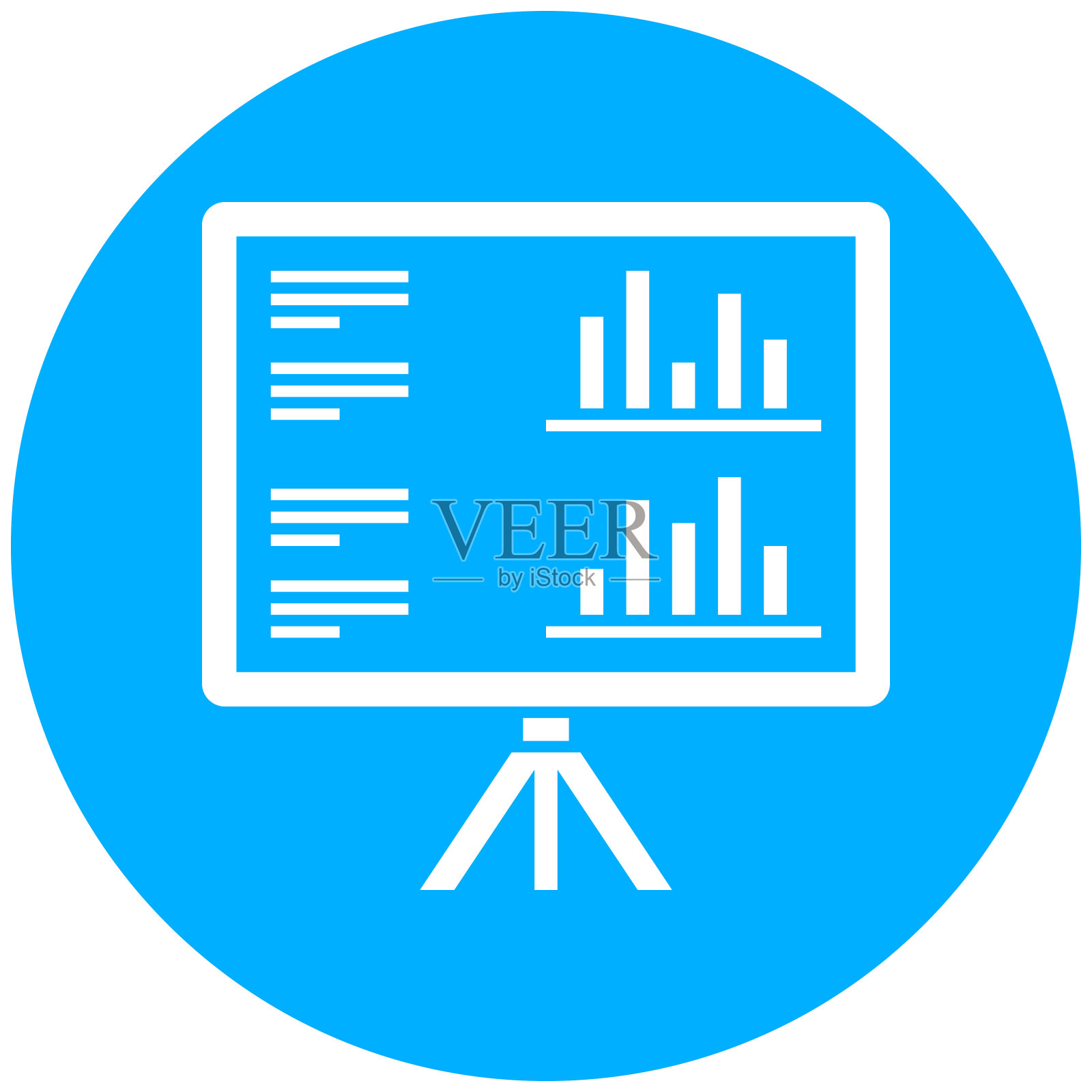 投影屏幕图标上的圆形按钮。-轮系列插画图片素材