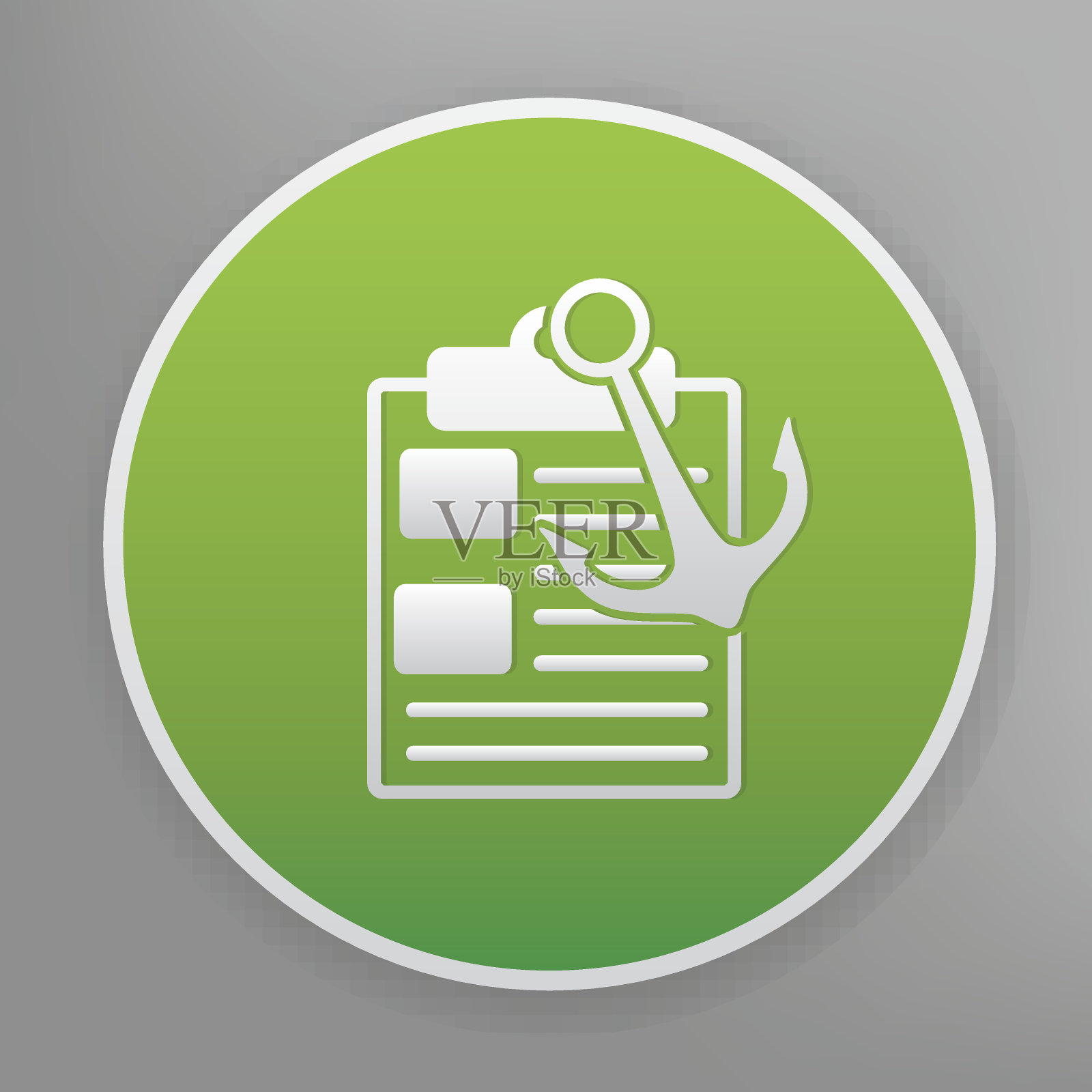 锚图标上的绿色按钮，干净的矢量插画图片素材