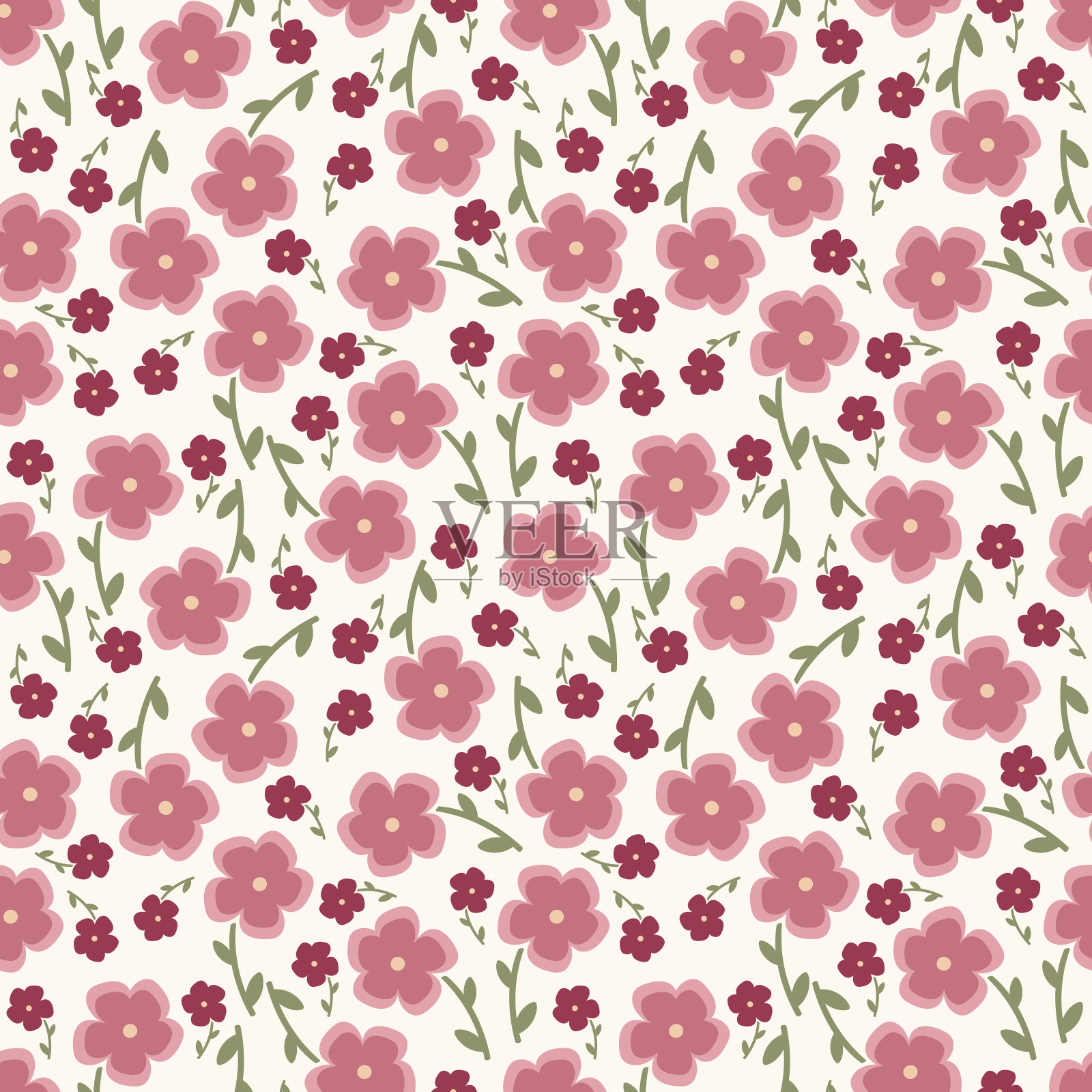 简单美花无缝图案。矢量插图对纺织品很好插画图片素材