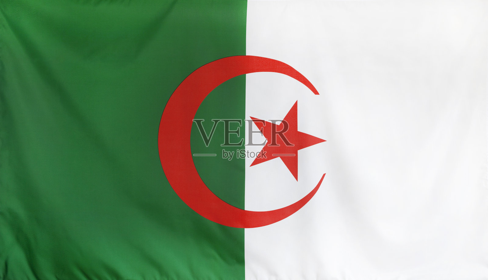 阿尔及利亚国旗真正无缝织物近照片摄影图片
