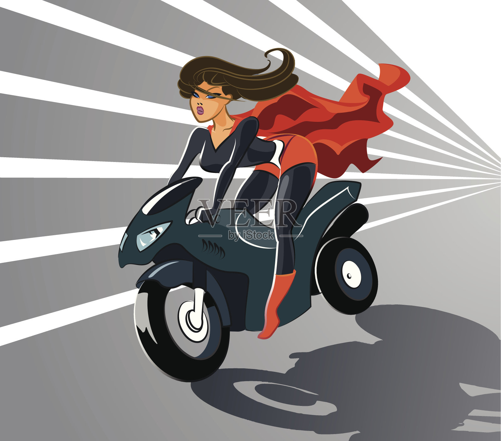 欣然在摩托车插画图片素材