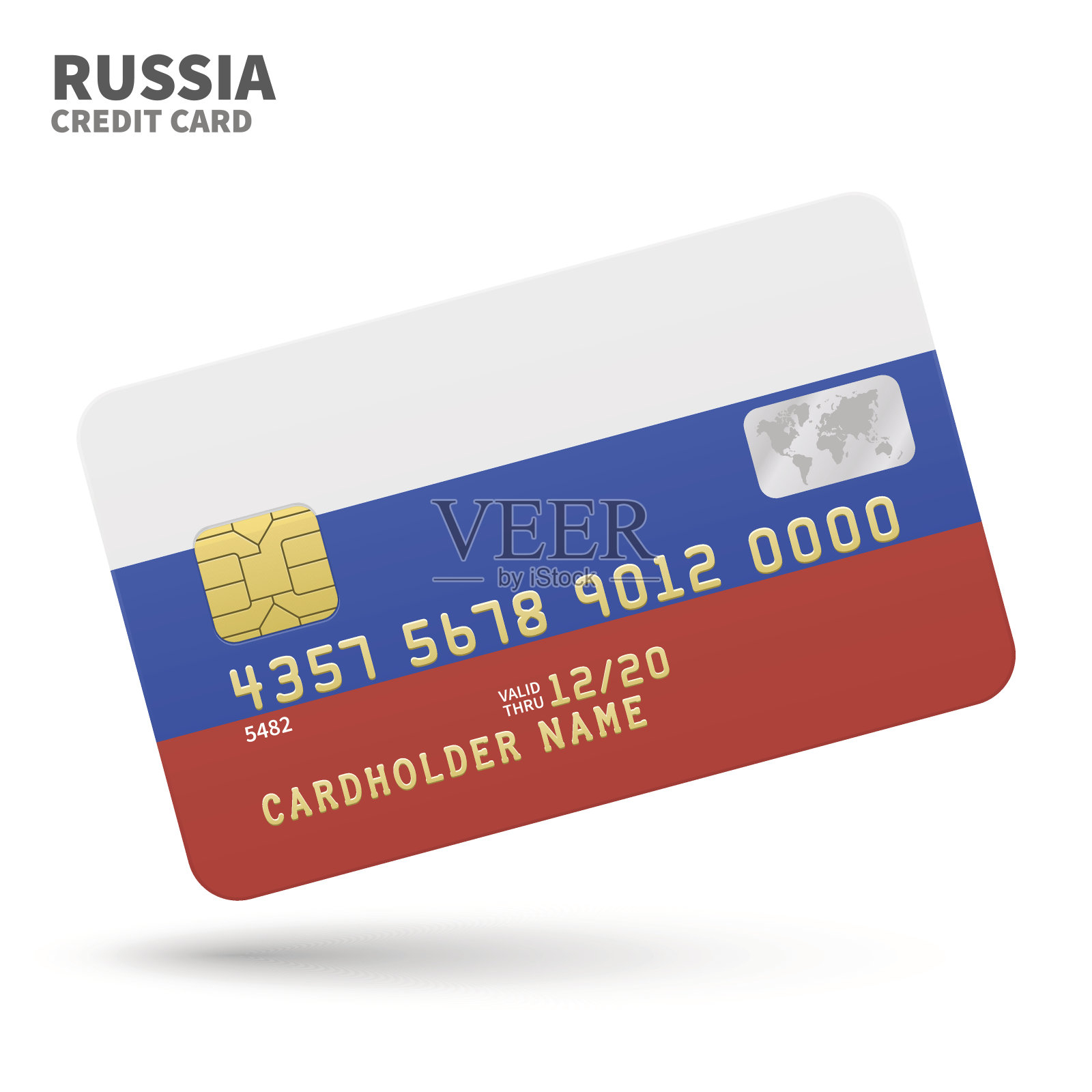 信用卡与俄罗斯国旗背景的银行，介绍和插画图片素材