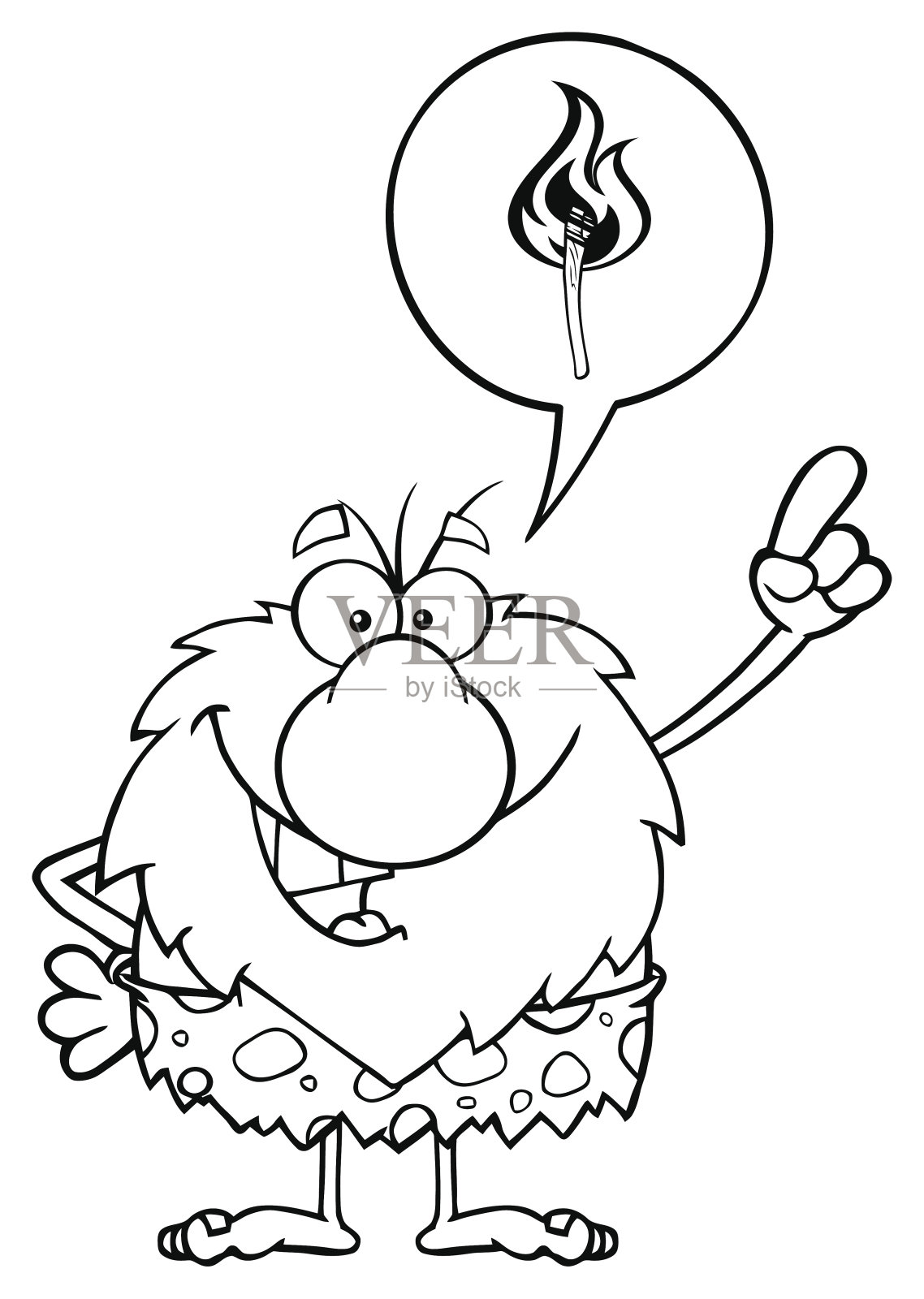 黑人和白人的穴居人用点子指着天空设计元素图片