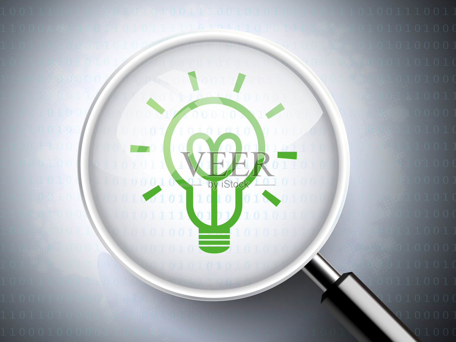 放大镜与灯泡图标照片摄影图片