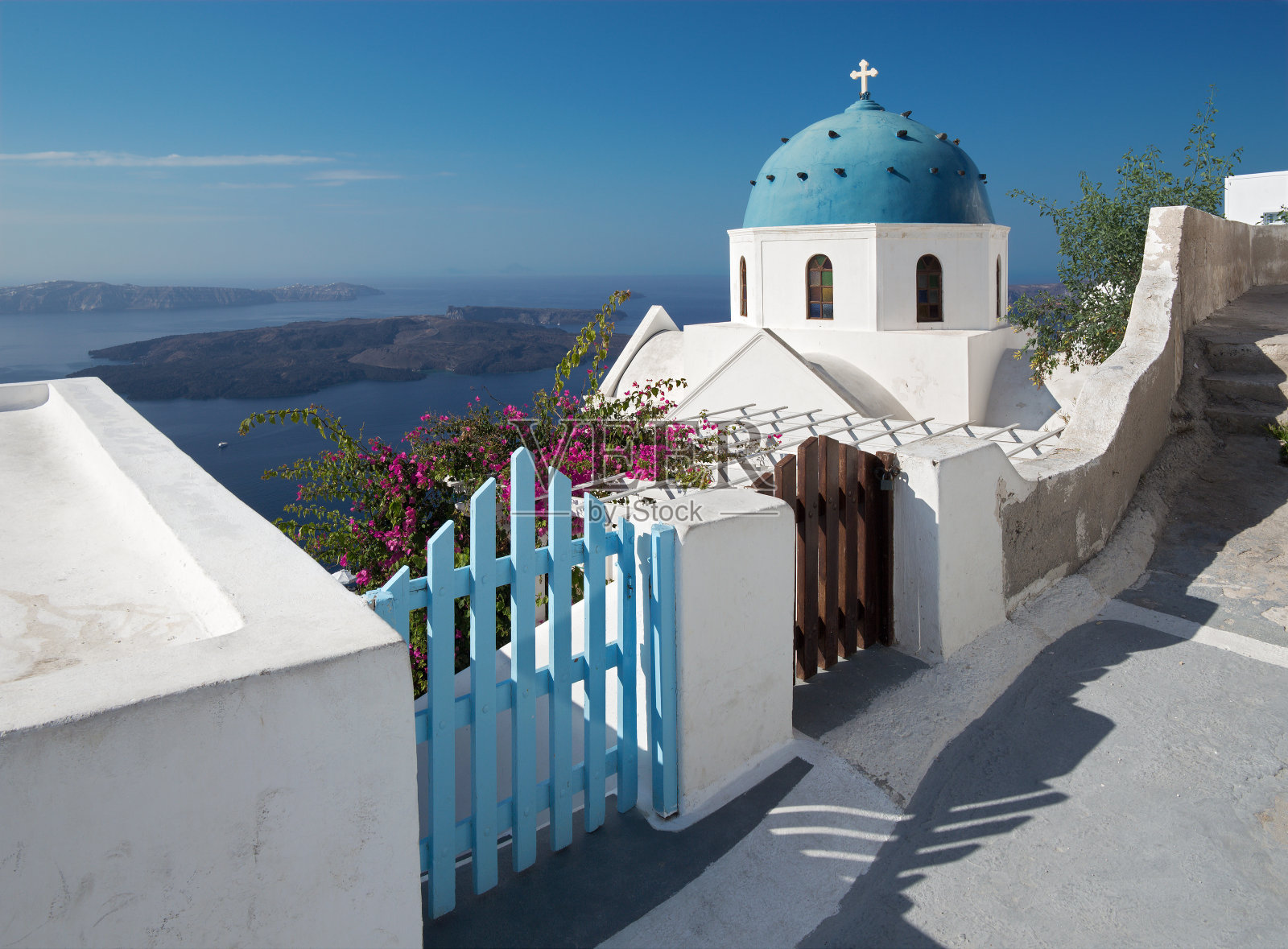 圣托里尼-伊梅洛维格利的教堂照片摄影图片