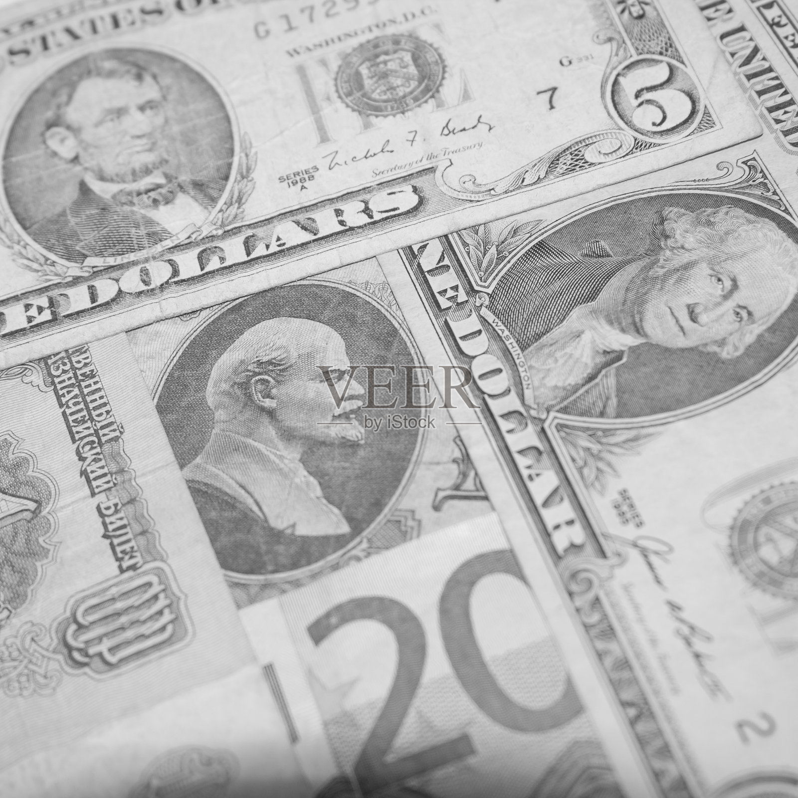 金融超级大国-美元-欧元-卢布照片摄影图片