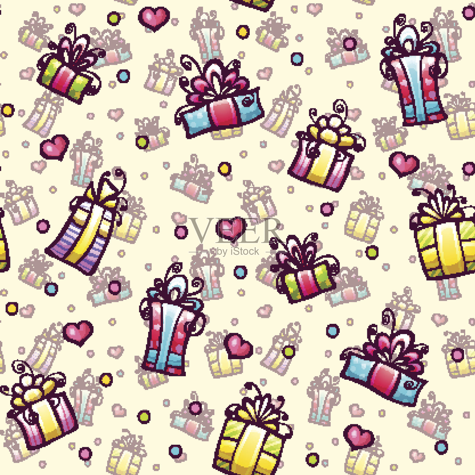 矢量无缝模式与礼品盒插画图片素材