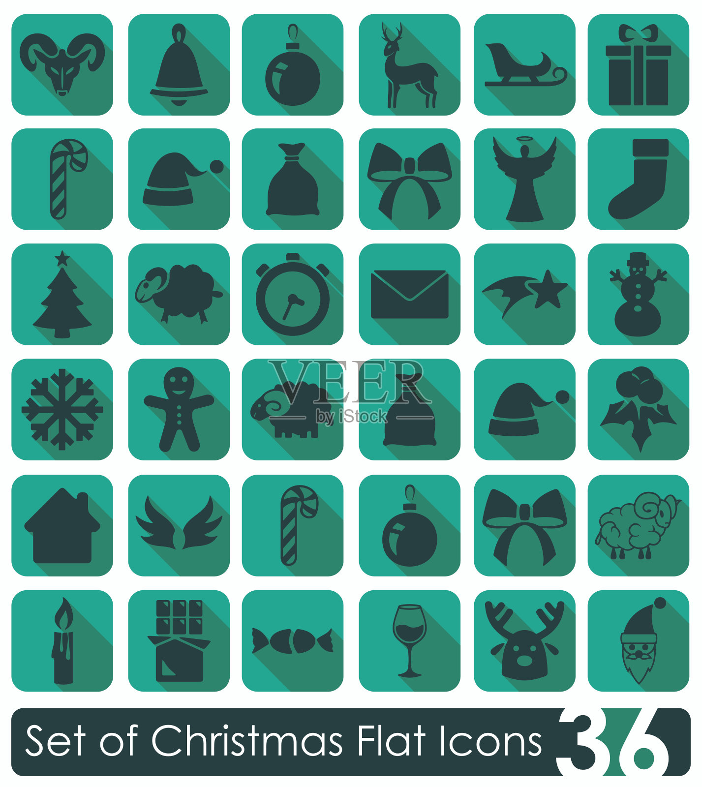 圣诞标志套装图标素材