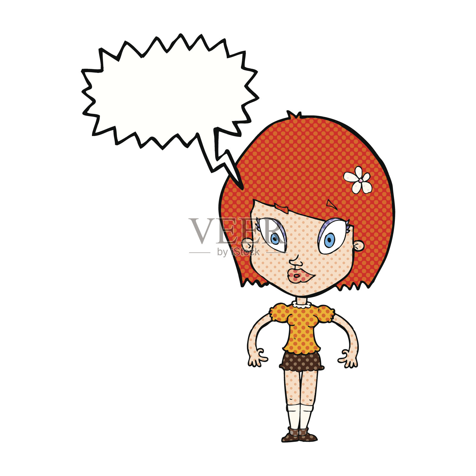 卡通美女与语音泡泡设计元素图片