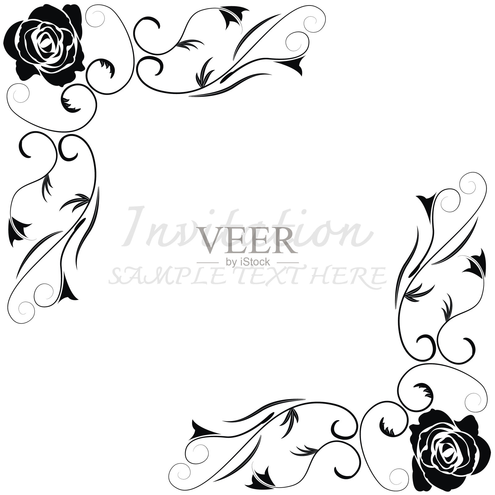 花图案的请帖设计模板素材