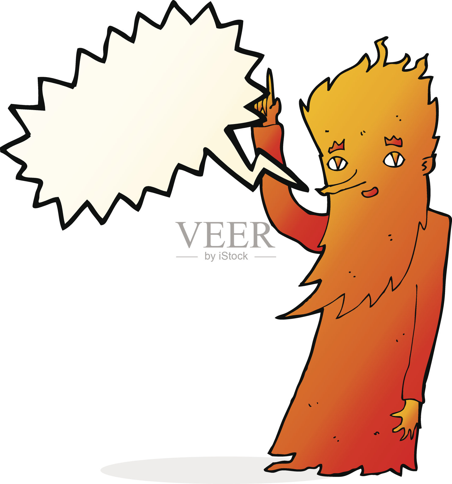 卡通火精灵与言语泡泡设计元素图片