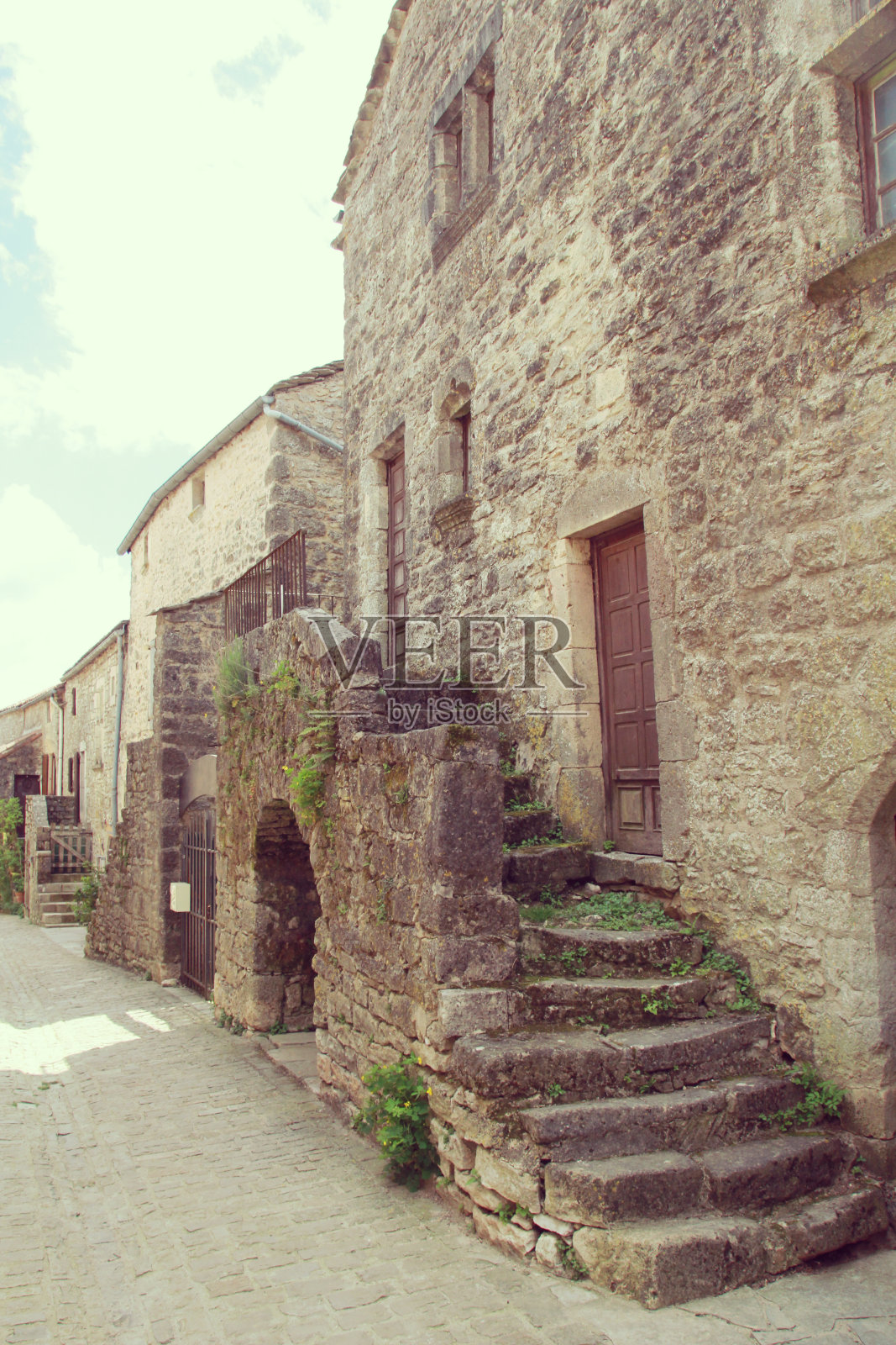 古老的法国村庄，Aveyron，法国。照片摄影图片