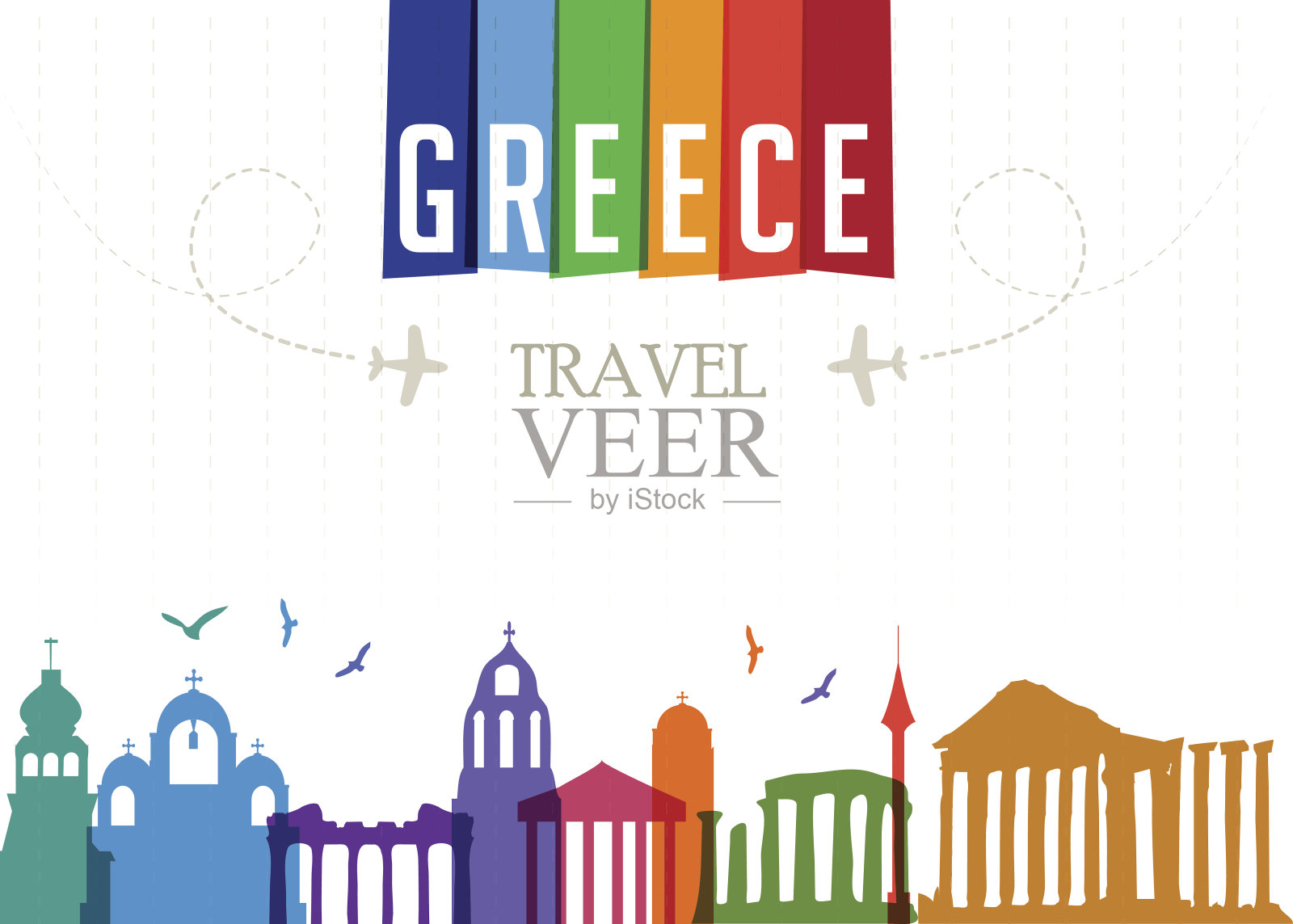 世界旅游和著名景点-希腊插画图片素材