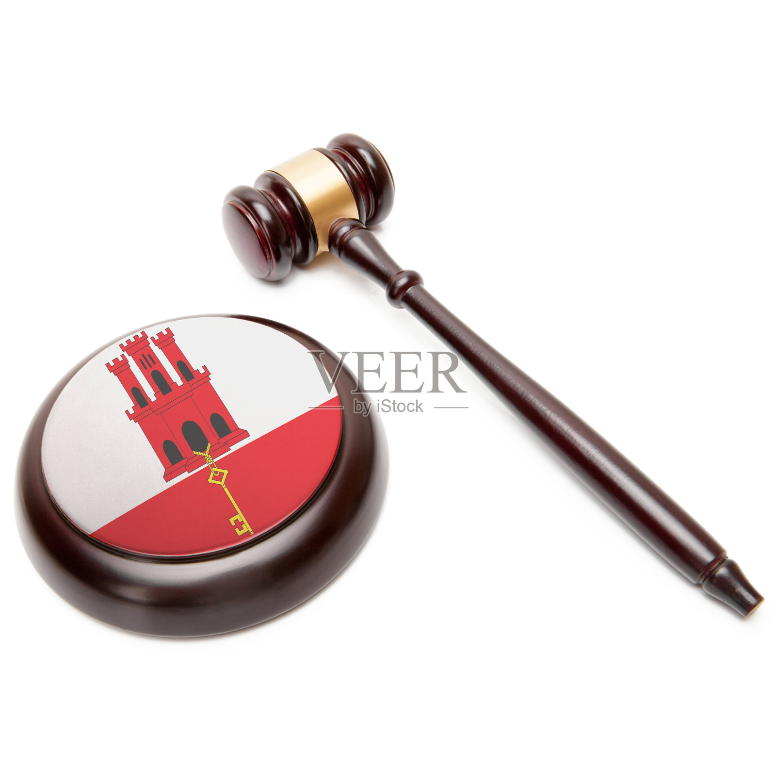 带有直布罗陀国旗的法槌和音板照片摄影图片
