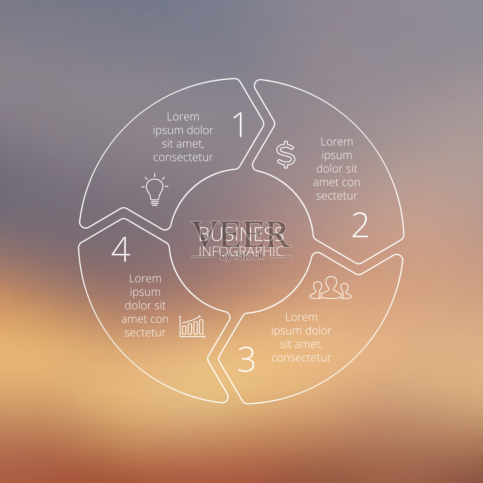 圆线信息图上矢量模糊背景。插画图片素材