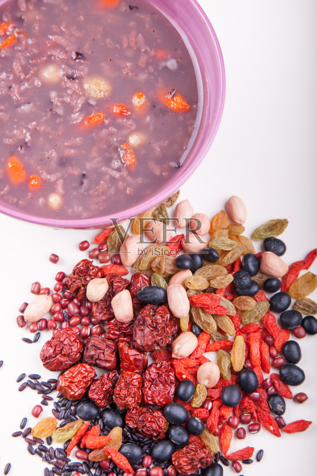 营养八宝饭及生产原料照片摄影图片