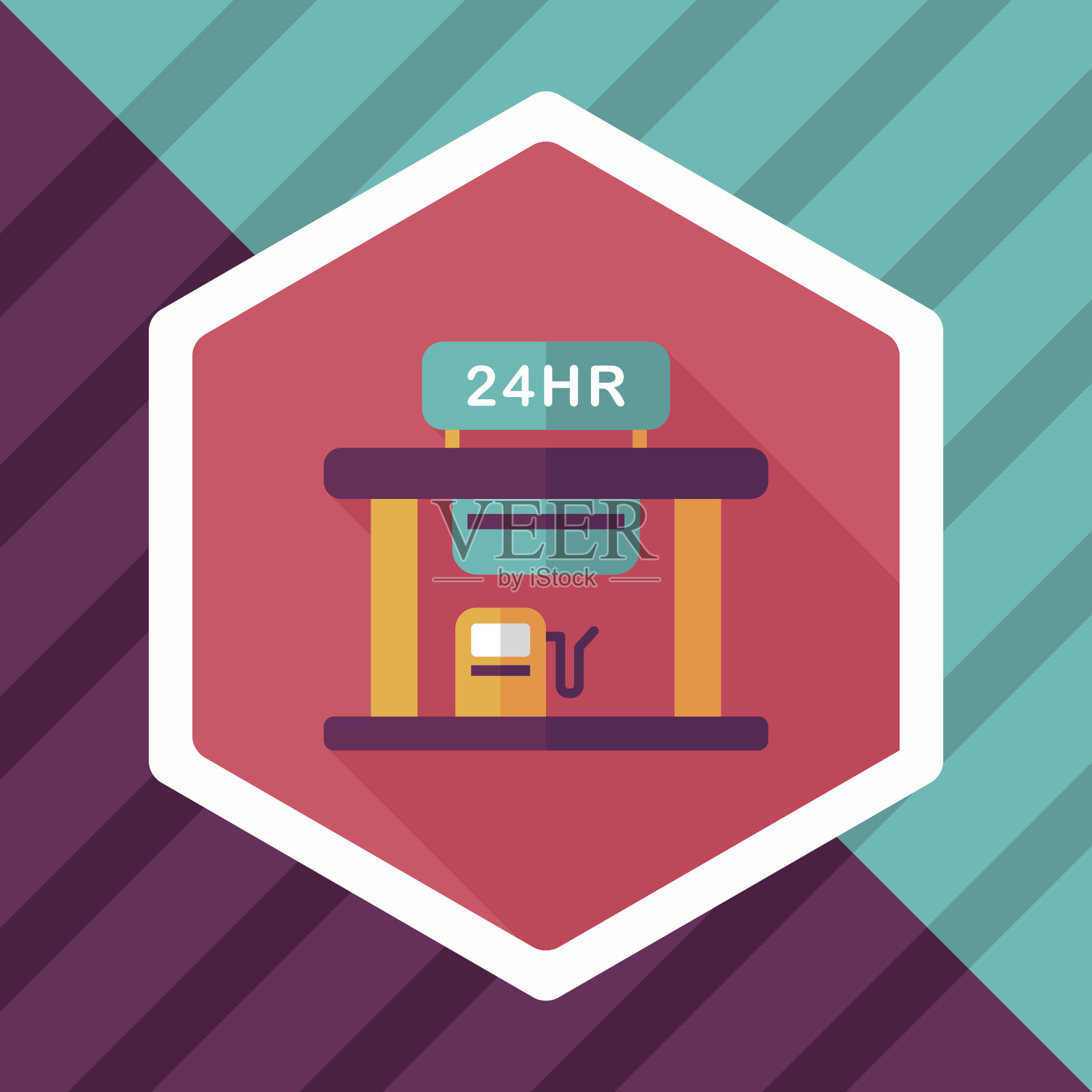 加油站平面图标与长影子，eps10图标素材