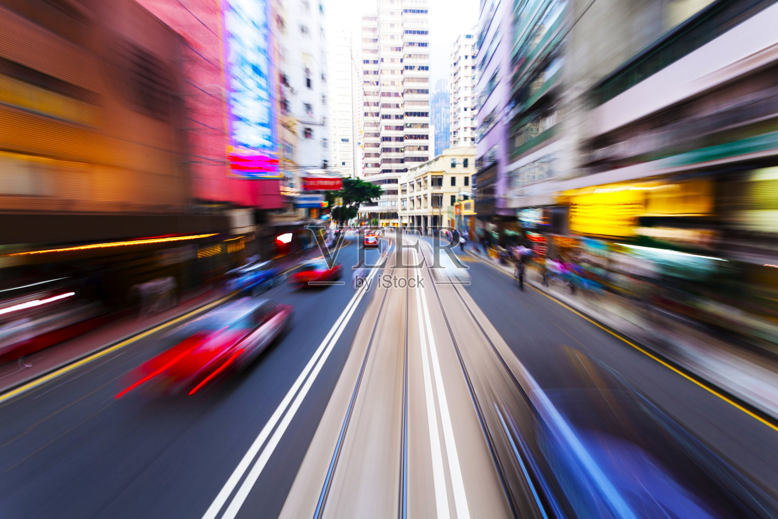 现代城市香港的交通模糊动态照片摄影图片
