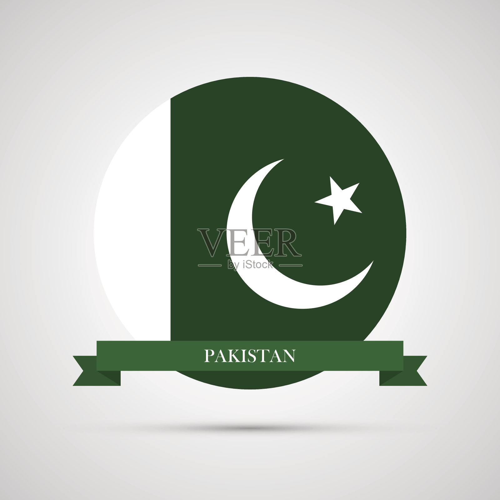 巴基斯坦圆形国徽国旗。插画图片素材