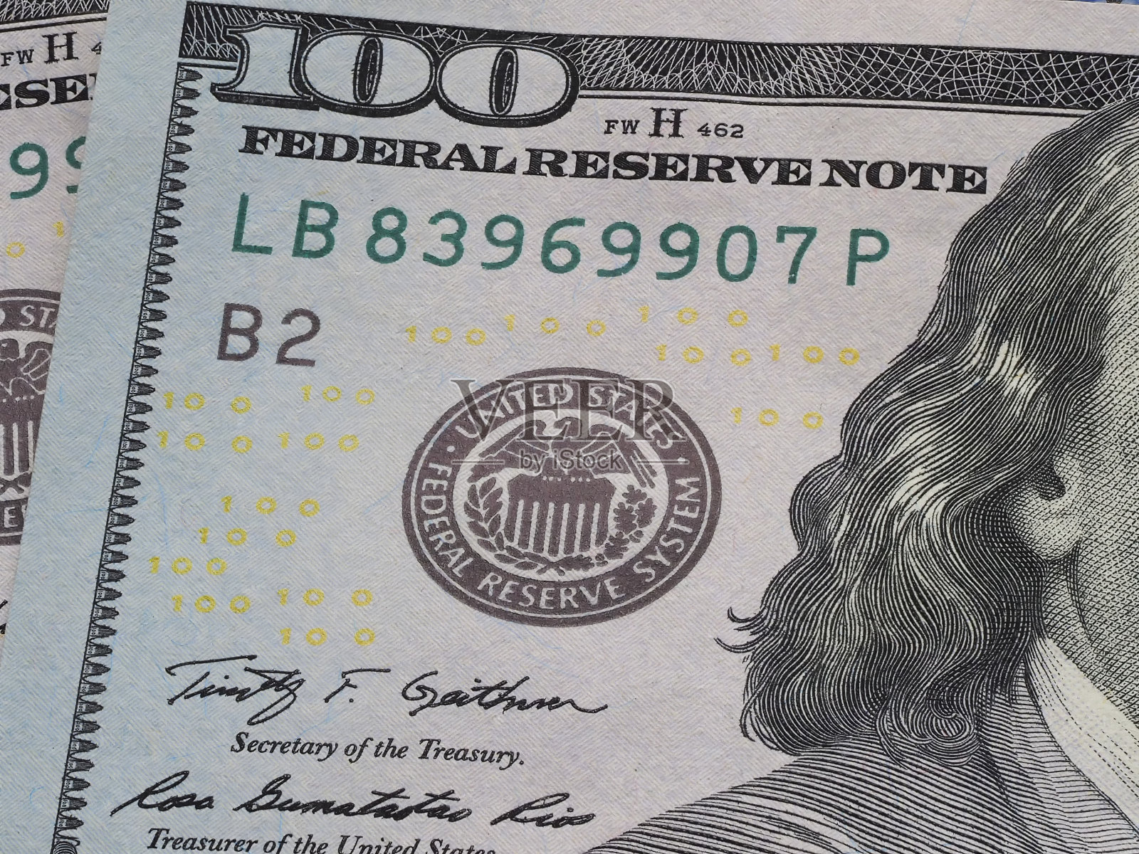 宏观美元系列，百元部分。照片摄影图片