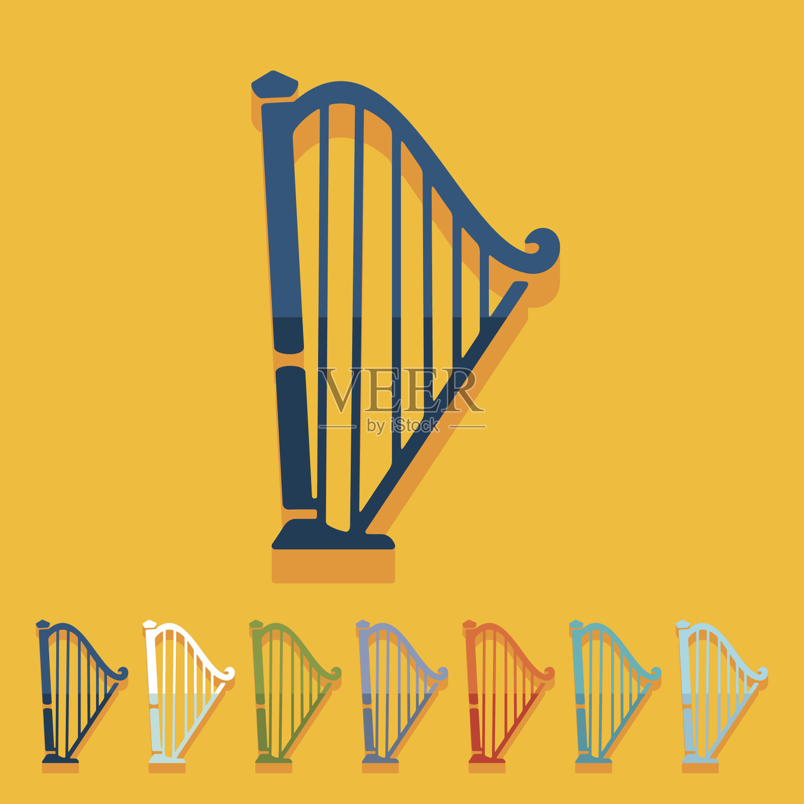 平面设计:竖琴插画图片素材